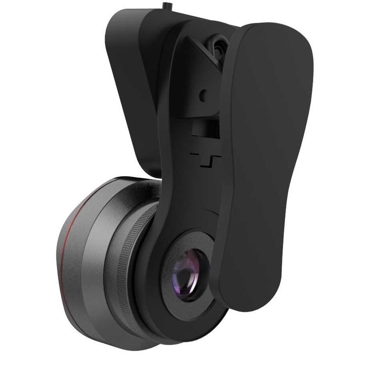 Porodo 3 in 1 Phone Camera Lens with Detachable Flash 3 Level Brightness - Adjustable Angle - 0.6x Wide Angle Lens - 15x Macro Lens - Dual Lens Suitable for Smartphones - Black
