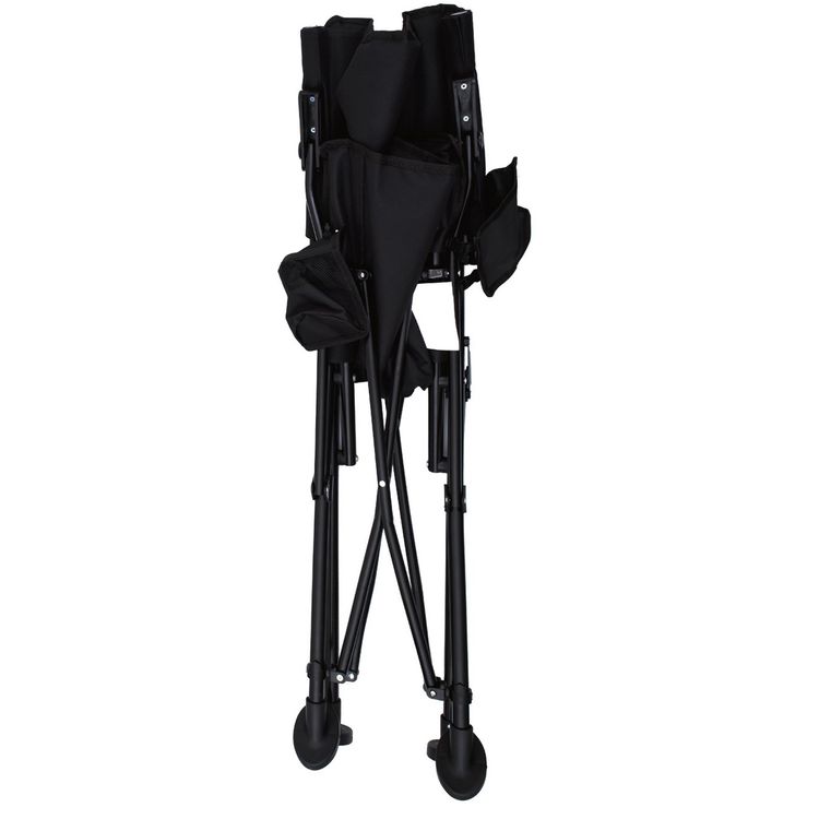 Green Lion Outdoor Camping Chair with Carrying Bag, 150kg Load Capacity, Bottle Holding Pocket, Camping Friendly, Non-Slip Feet, Easy to Carry - Black