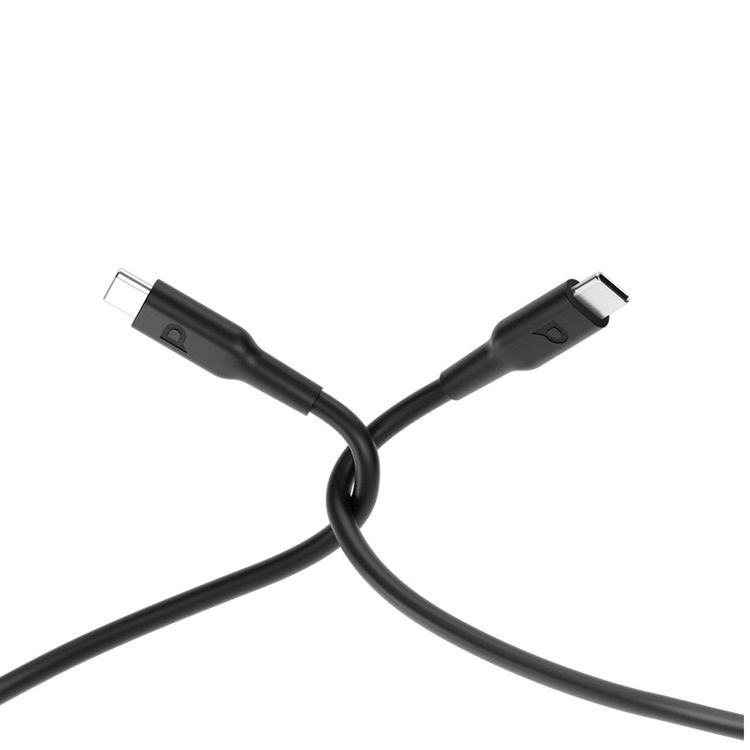 Powerology Type-C to Type-C PD Cable, Fast Data Sync & Charging, Fire Resistant TPE Material, Super Durable, 2m in Length, Overheat & Overcurrent Protection - Black