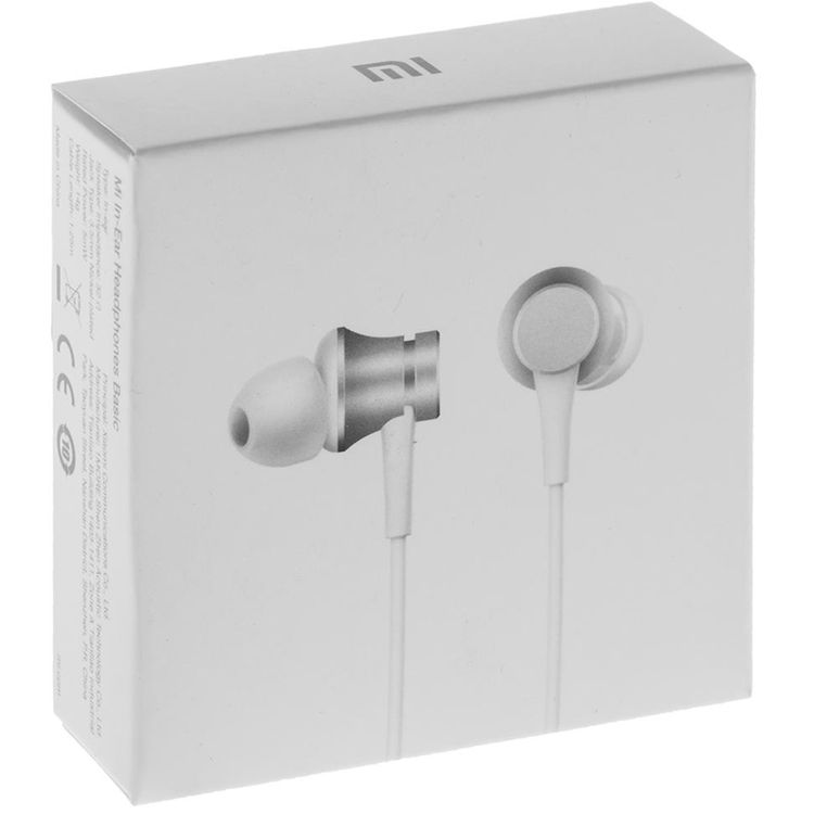 Xiaomi Mi Piston Basic In-Ear Headphones with Tangle-free Flat Cable, Omni-directional Microphone, Enhanced Bass and Clear Treble, 10mm Dynamic Driver, Metal Body with Plastic Parts - Silver 