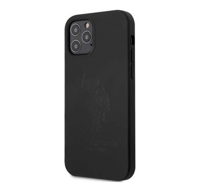 CG Mobile U.S. Polo Assn. Liquid Silicone Hard Case for iPhone 12 Pro Max (6.7") Shock & Scratch Resistant, Back Cover Suitable with Wireless Chargers Officially Licensed Black