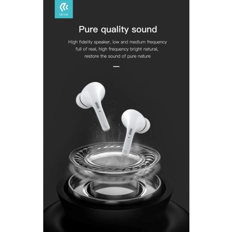 Devia Joy A5 Series TWS Wireless Earphone with Touch Operation - Pure HI-Fi Quality Sound - 5-Hours Playtime - Ergonomic Design Portable Bluetooth 5.0 Headset - White