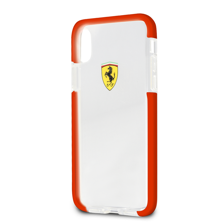 CG Mobile Ferrari Shockproof Transparent Hard Case for iPhone X - Red