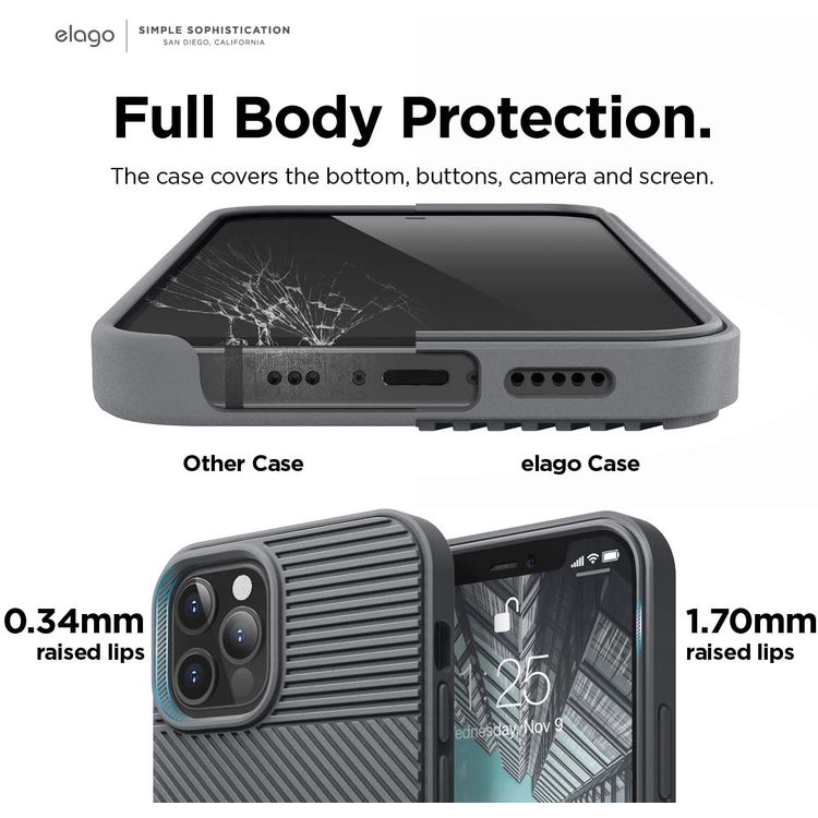 Elago TPU Cushion Case Compatible for iPhone 12/12 Pro (6.1") - Dark Grey