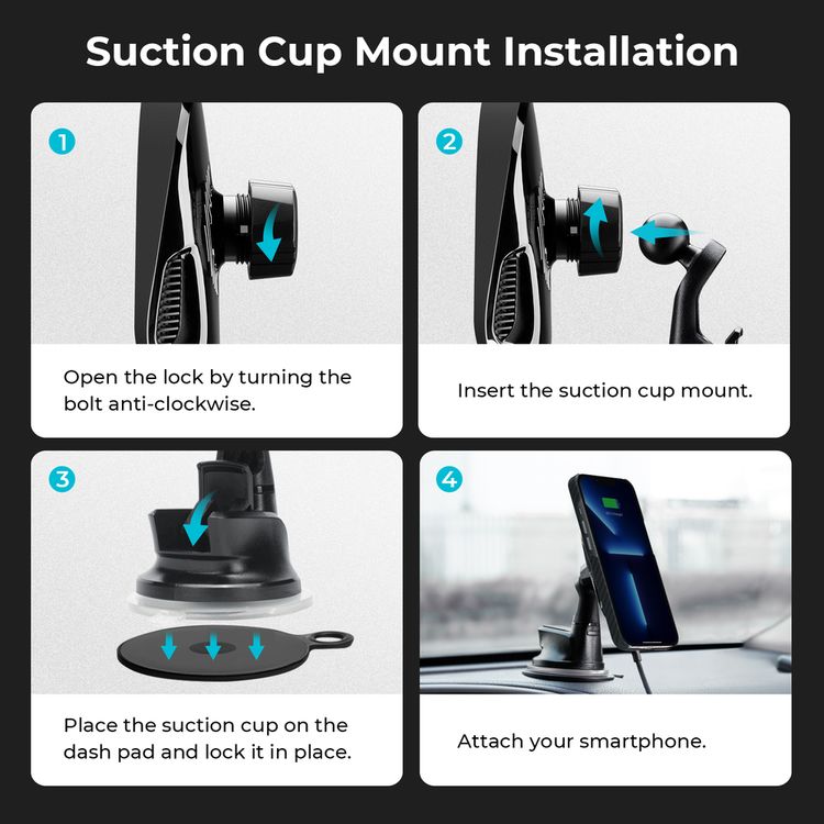 Pitaka MagEZ Car Mount Pro With Suction - Black	