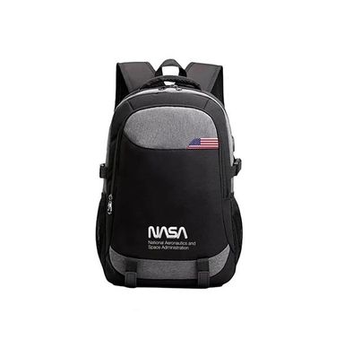 NASA Oxford Backpack 300D Material , USB Charging Port - Black 