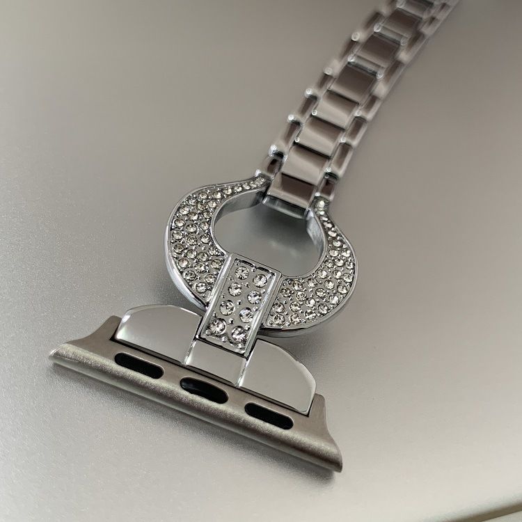 Devia Diamond Watch Band 38/40mm, Luxury and Classy Style Appearance, Hook-and-Loop Fastener, Soft Cushion, Refined Craftmanship, Comfortable Feel, Easy to Install - Silver