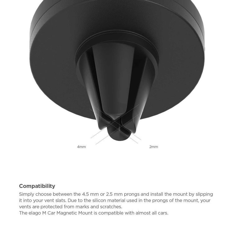 Elago Magnetic Car Mount, 4 Neodymium Magnets for Secure Hold, Remote Holder Mount, Solid Construction, Rotating View, Stronger Pull, Designed to Protect Your Phone - Black