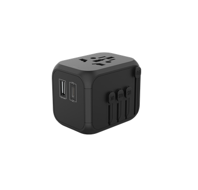 Powerology Universal Travel Adapter 2.4A + PD 18W - Black