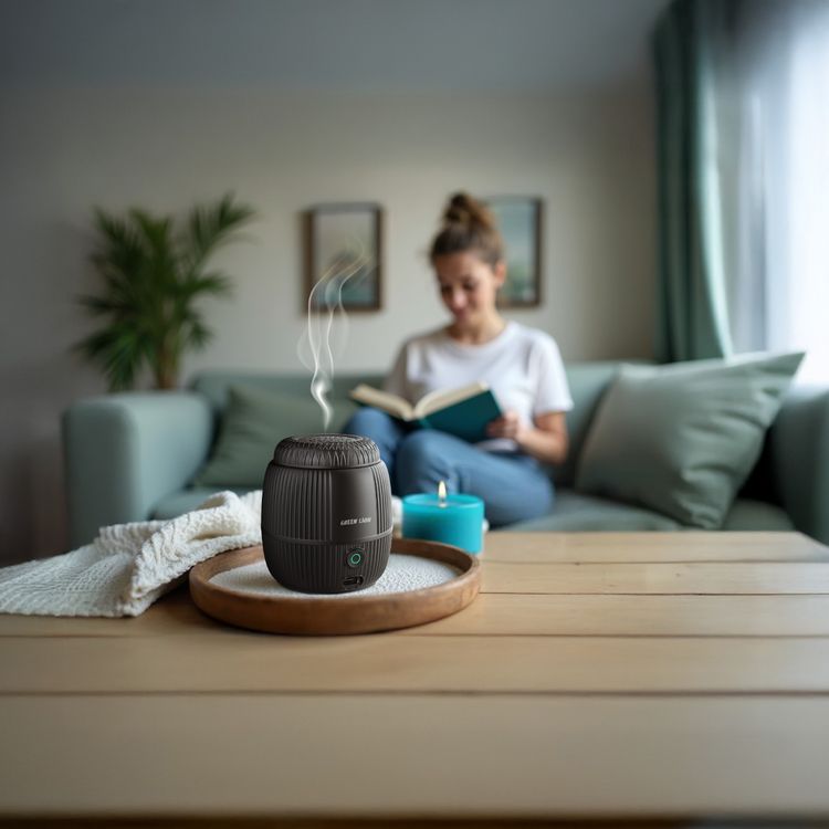 Green Lion Diwan Bakhour Burner with LED Indicator, 120 Seconds Single Burning Time, Up to 10 Burning Cycles Per Charge, Wide Area Coverage, Aesthetic Appearance, Safe & Non-Toxic, Auto-Off Function - Black