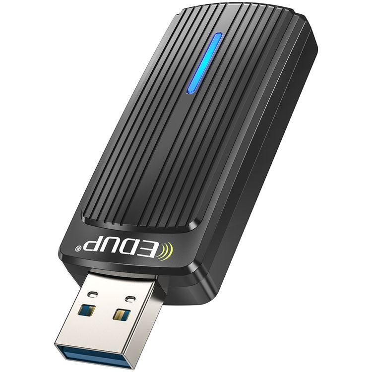 Porodo Dual Band WiFi Adapter with 2dBi High Gain Antenna, Dual Band, High-speed USB 3.0 Interface, Windows OS Compatibility - Black