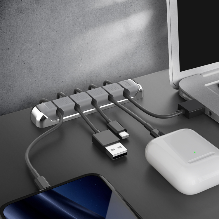 Ahastyle Aluminum Silicone Multipurpose Cable Clips/Organizers - Grey