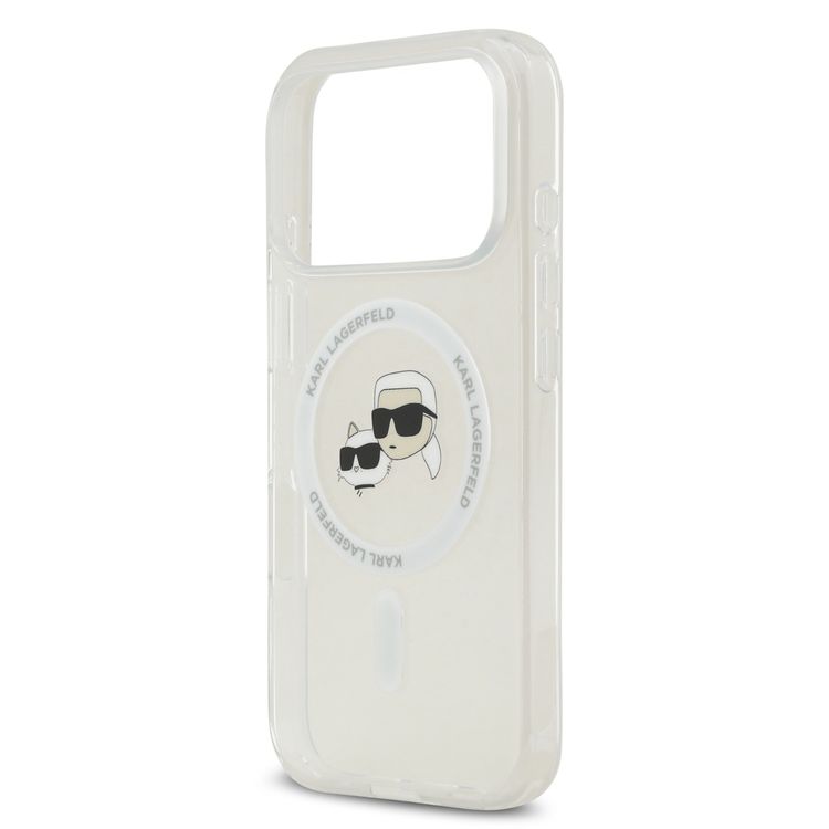 Karl Lagerfeld MagSafe IML Case with Printed Karl & Choupette Heads for iPhone 17 Pro Max, Sustainable Packaging, Drop Protection, Slim Profile, Comfortable Grip, Easy Snap-On, Lightweight Design - Transparent