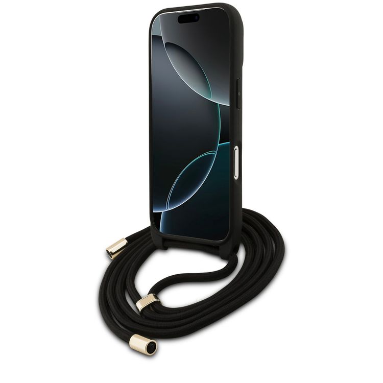 جراب Guess 4G من الجلد الصناعي مع شعار 4G كبير وحزام الكتف للآيفون 17 برو، حماية من السقوط، تصميم نحيف وخفيف الوزن، سهل التركيب، قبضة مريحة، تغليف مستدام - بني