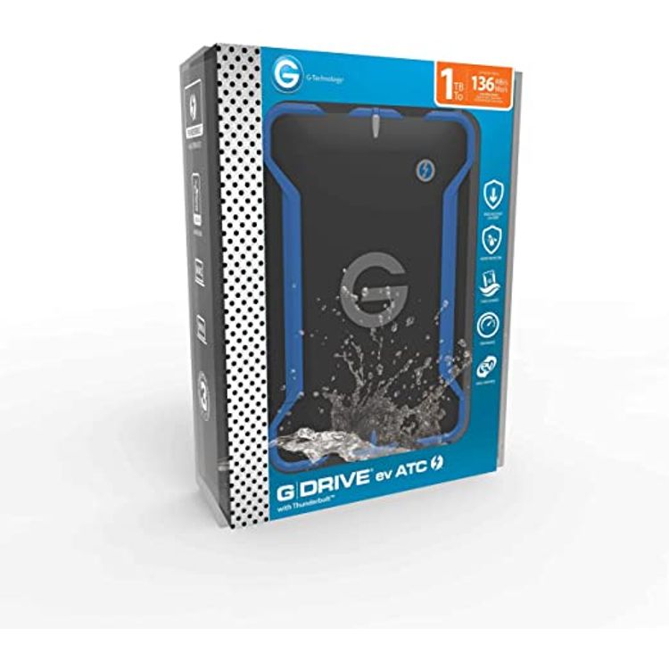 G-Tech 1TB USB 3.0 External Portable Hard Drive - G-Drive EV ATC Thunderbolt - Black