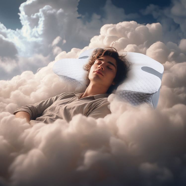 Green Lion Cervical Memory Foam Pillow with Middle Soft Hardness, Washable & Foldable Design, Zero Pressure, Dry & Breathable, 45kgs/m3 Density - White / Gray