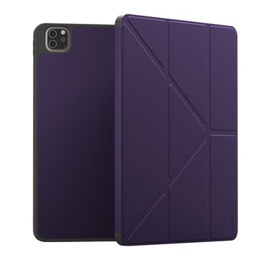 Levelo Elegante Hybrid Leather Case for iPad 10.2" (9th Generation), Vertical & Horizontal Positioning, Shock Absorbent Bumper Case, 360° Protection, Easy Snap-On, Accurate Cut-Outs - Purple