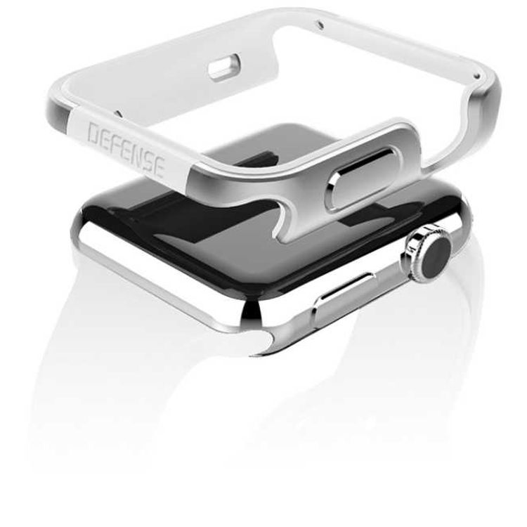 X-Doria Defense Edge Case Compatible for Apple Watch 44mm - Anti-Scratch - Impact Protection - Easy Snap-on Design - Soft Rubber Lining -  Silver  (Machined Metal Guard)