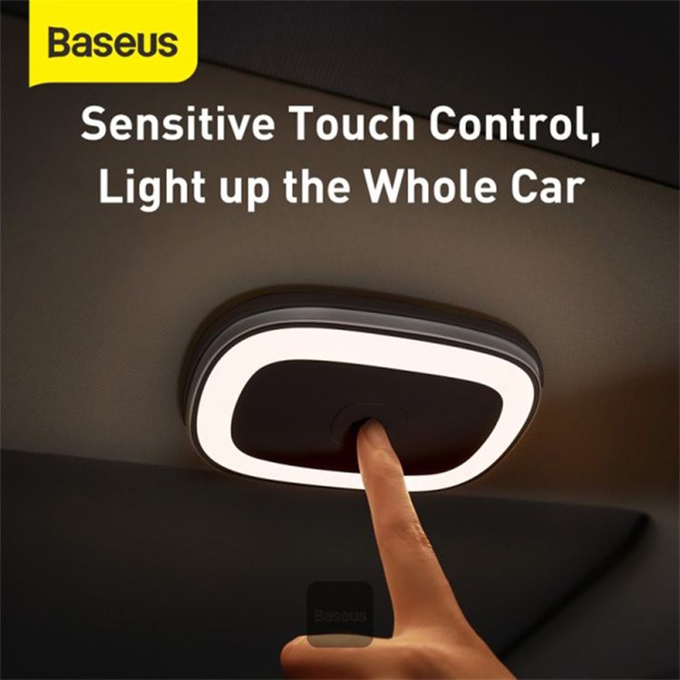 Baseus Car Interior LED Light with Touch control, Wireless & Portable, Built-in Battery, Magnetic & Adhesive Attachment Type - Black