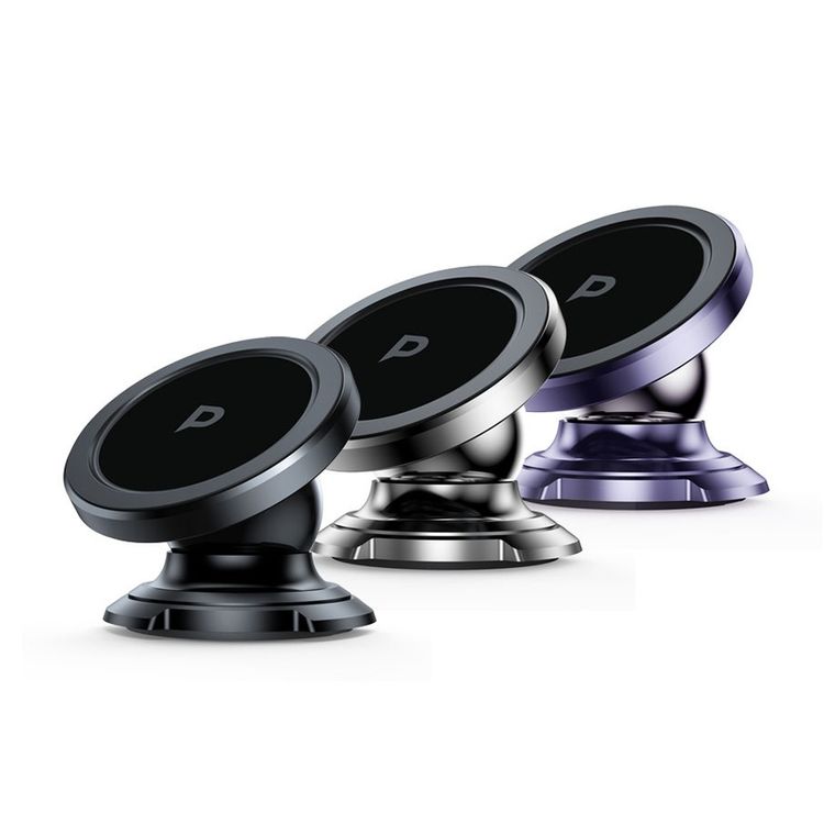 Powerology Heavy Duty Magnetic Car Mount 360° Rotatable with 3M Metal Plates, Compatible with 4.7 to 6.9-inch Devices - Black