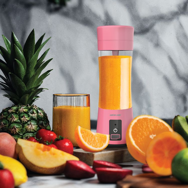 Green Lion Juice Mate Portable Juicer with 380mL Capacity, 6-Blade Design, Up to 15 Blending Cycles, 1200mAh Battery & USB-C Charging Port, LED Indicator, 20 Seconds Single Blend Time, BPA-Free & Food-Grade Material - Pink