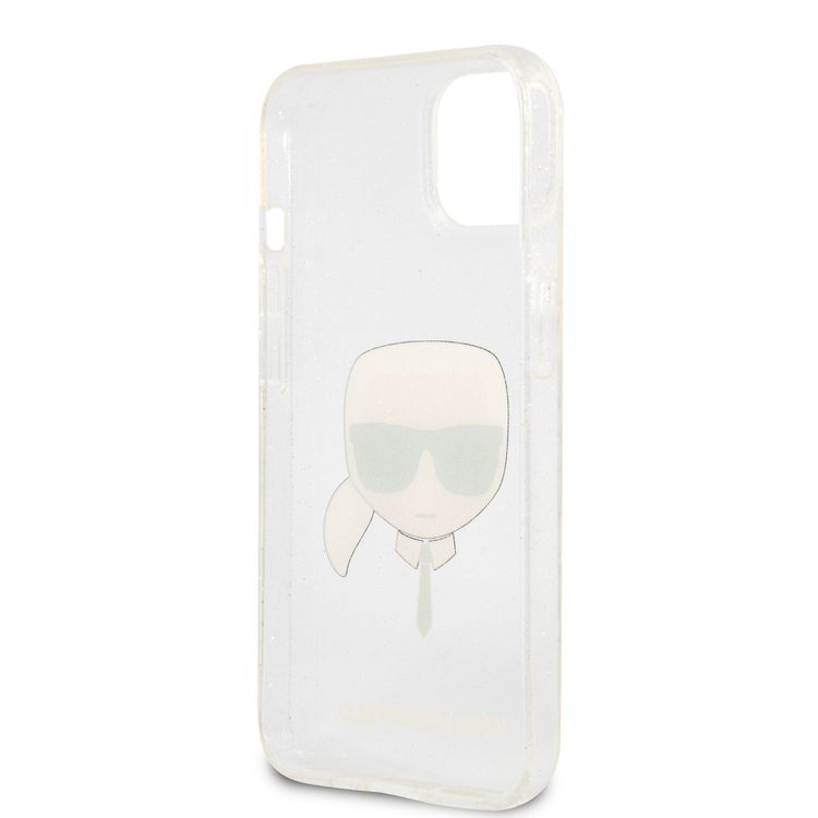 Karl Lagerfeld TPU Full Glitter Karl Head Case For iPhone 13 (6.1 ), Durable, Shockproof, Bumper Protection, Anti-Scratch - Silver