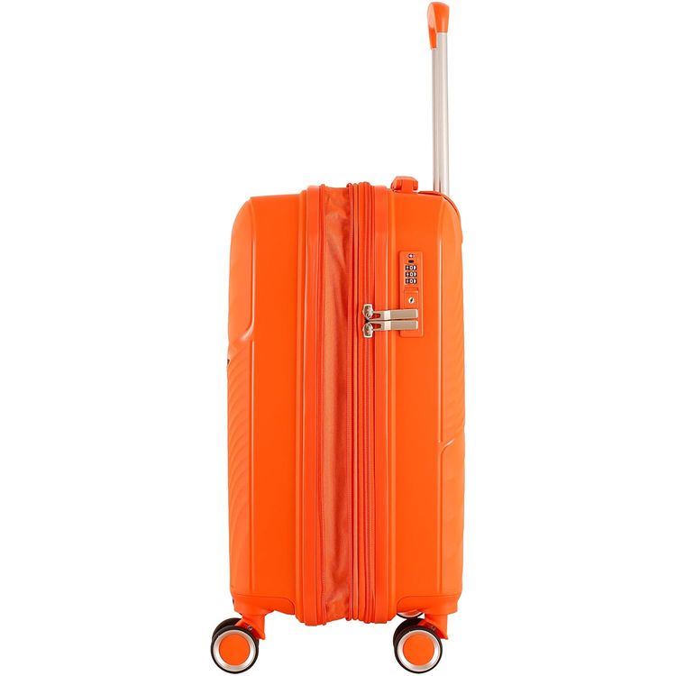 H.T Luggage Bag, Hard Case Polypropylene (PP) Material, Expandable, Telescopic Handle, Scratch Resistant, TSA Lock, Small Case Size - Orange