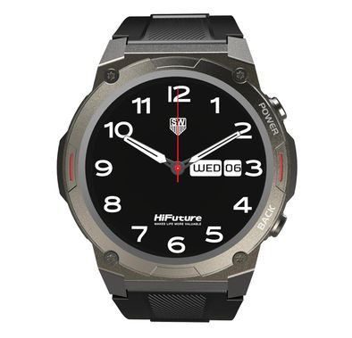 HiFuture FutureGo Mix 2 Smart Watch with Always-On Display, Bluetooth Version 5.3, Up to 12 Days Battery Life, 1.43" AMOLED Display, Fourth Gen Sensor, Responsive Touch Interface, Metallic Frame, Quick Pairing - Black