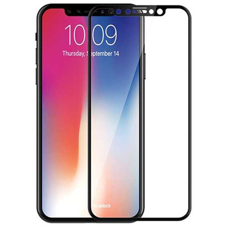 Porodo 3D Full Covered Glass Screen Protector 0.33mm Compatible for iPhone X / Xs - Anti-Scratch - Shock Protection - Easy Installation Tempered Glass with Alignment Frame - Black