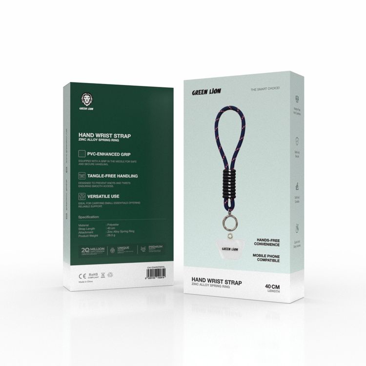 Green Lion Hand Wrist Strap, Compatible with Mobile Phones, Soft & Durable, Hands-Free Convenience, Tangle-Free Handling, 40cm Strap Length, Safe & Secure - Dark Blue