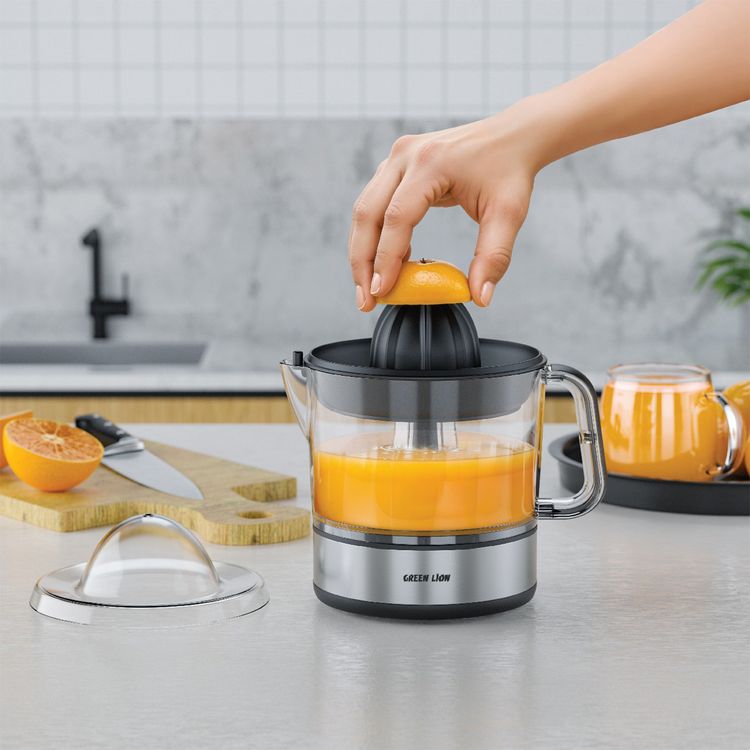 Green Lion Dual Rotation Citrus Juicer with Adjustable Filter, Small and Large Juice Cones, 700mL Capacity, Stainless Steel + AS + PP & ABS Material - Black