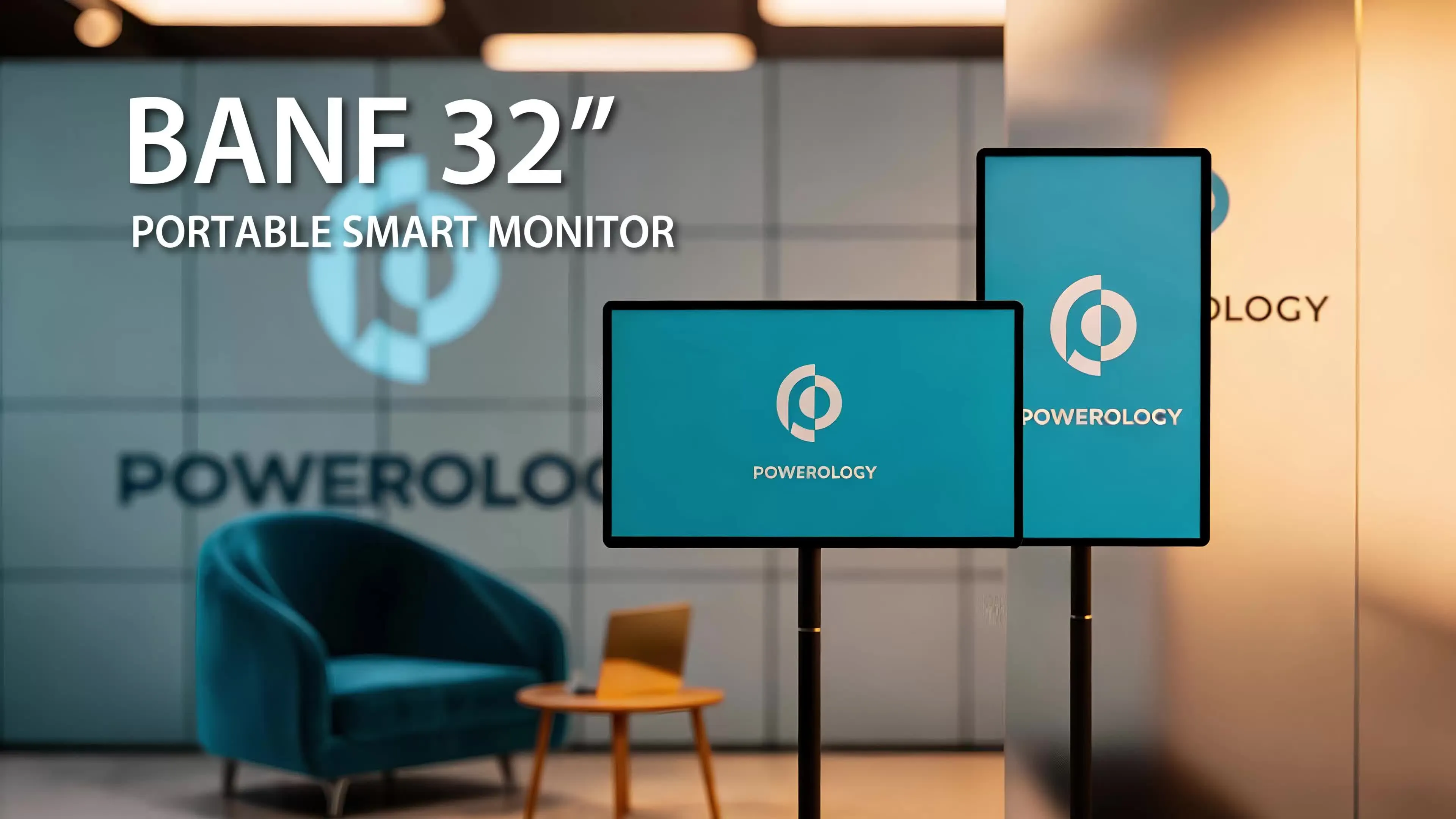 شاشة باورولوجي BANF بحجم 32 بوصة ذات استخدامات أفقية وعمودية، تعمل بنظام Android 15 | الإمارات العربية المتحدة (PWHSD01GY)