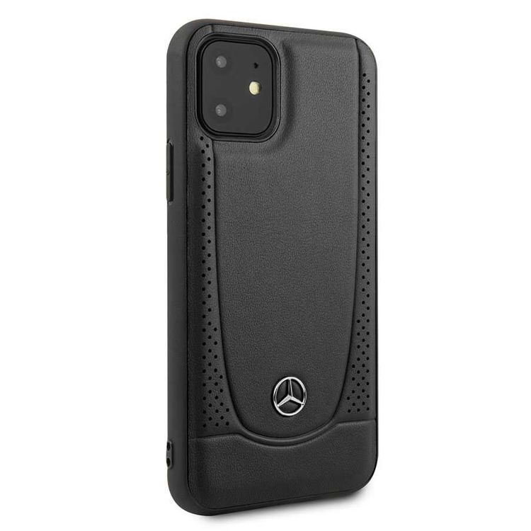 CG MOBILE Mercedes-Benz Perforation Leather Hard Phone Case Compatible for iPhone 11 (6.1) Officially Licensed - Black