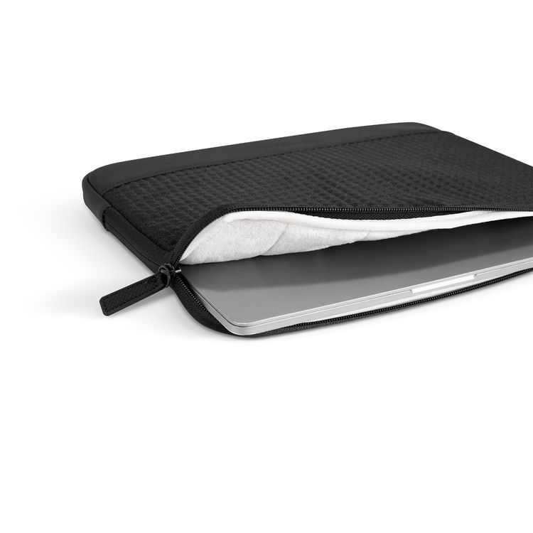 Levelo Springfield 14" Laptop Sleeve with Protective Fur Lining, 1.5L Capacity, Durable PU & Polyester Material, Wipeable Surface, Stylish Design, 0.32kg Lightweight Design, Water-Repellent Fabric, Reliable Zipper Closure - Black