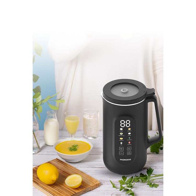 Porodo Lifestyle Nut Milk Maker with Advanced Thermal Jar, 1L Capacity, Multi-Angle Blades, 200W Blending Power, Dual-Mode Blending, Boiling Capability - Black