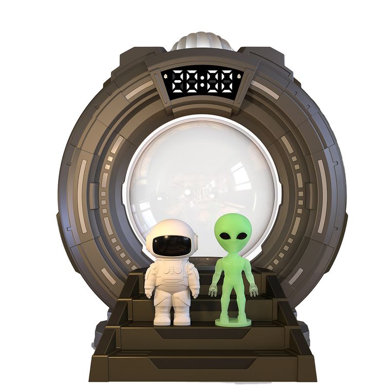 Porodo Lifestyle Stargate Lamp with Alien Projection Light, 8 Light Modes, Remote Control, Built-in Bluetooth Speaker, Timer & Auto Shut-Off, White Noise Options, Type-C Charging - Gray