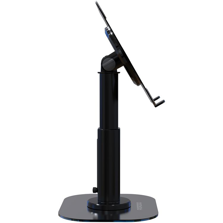 Porodo Laptop & Tablet Stand with Multiple Angle Dock, Adjustable Telescopic Rod, 1.6kg Weight Support, 43cm Adjustable Height, ABS & Silicone Material, Anti-Slip Base, 11"-17.3" Device Compatibility - Black