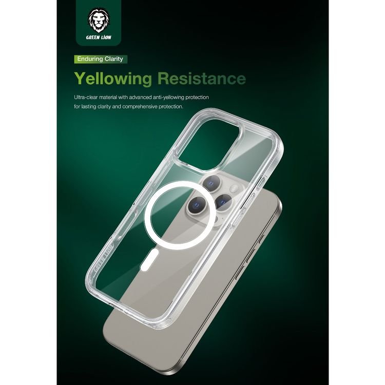 Green Lion Ultra Clear MagSafe Case for iPhone 16 Pro, Camera Protection, Anti-Yellowing, Anti-Scratch - Clear