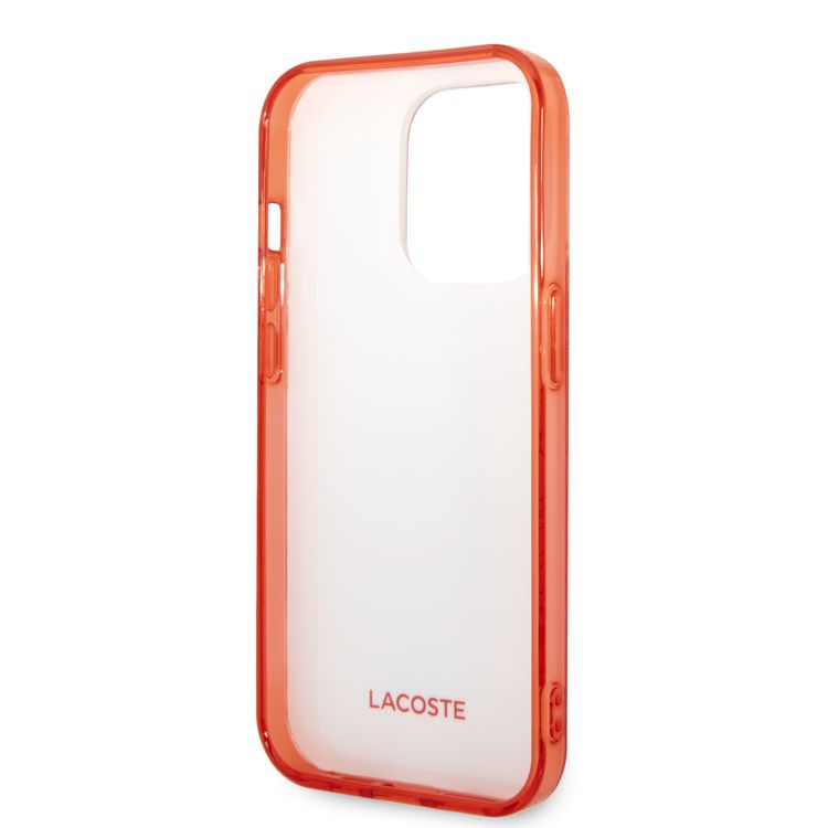 Lacoste Hard Case IML Double Layer & Dyed Bumper Signature Pattern - iPhone 14 Pro - Red