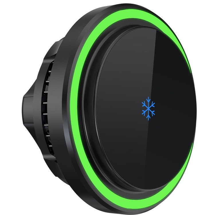 Powerology Qi2 Standard Round Magsafe Fast Charger with Airvent & Suction Mount, 15W Output, Semiconductor Cooling, RGB Light - Black