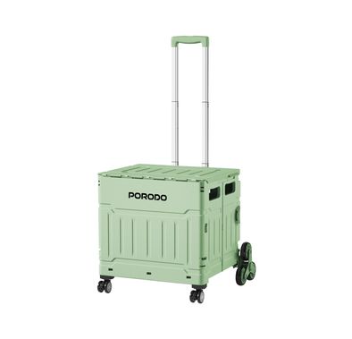 Porodo Lifestyle Collapsible Wagon Cart with Smart Design, 75L Capacity, 2 Levels Handle Length, 8 Wheels, Steel Tie Rod Handle - Green