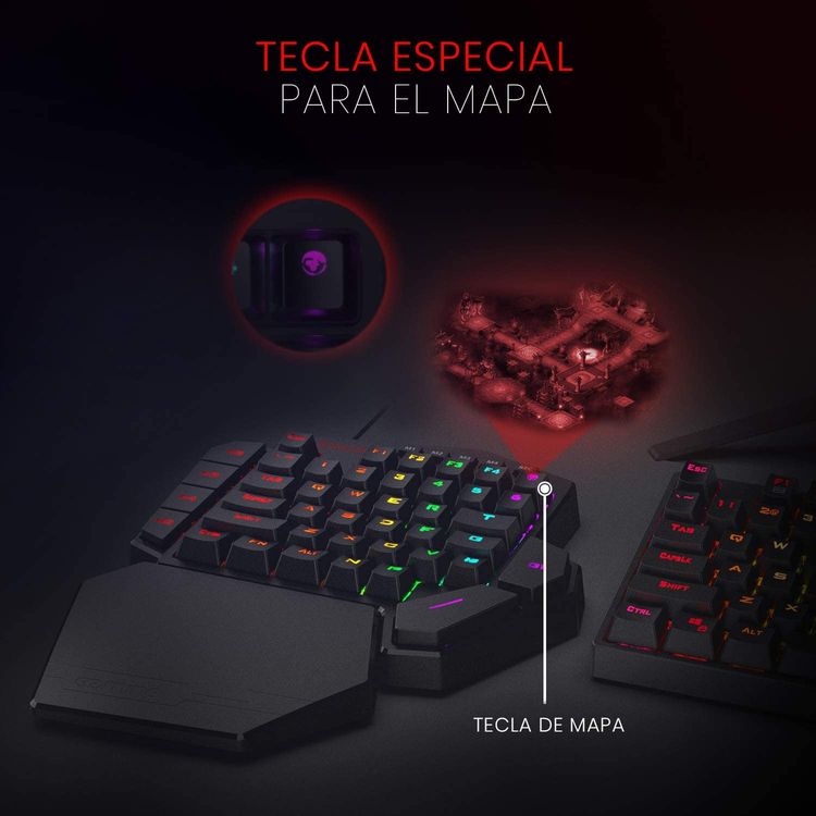 Redragon K585RBG-BA DITI One-Handed RGB Mechanical Gaming Keyboard | Wired Professional Gaming Keypad with 7 Onboard Macro Keys & Detachable Wrist Rest