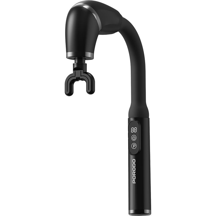 Porodo Lifestyle 4-Head Deep Massage with Intelligent LCD Display, U-Shaped Handle, 3-Therapeutic Modes, ABS Material, 2000mAh Battery Capacity, Type-C Charging Interface, Ultra-Quiet Operation, Portable & Ergonomic Design - Black