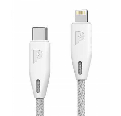 Powerology Fast Charging Cable, [MFi Certified] USB C to Lightning Braided Fast PD Charge 1.2 meter / 4 feet with iPhone 12 Pro Max/12 Mini/12, 11 Pro Max/11 Pro/11, XS Max/XS/XR/X, 8 Plus/8 (White)