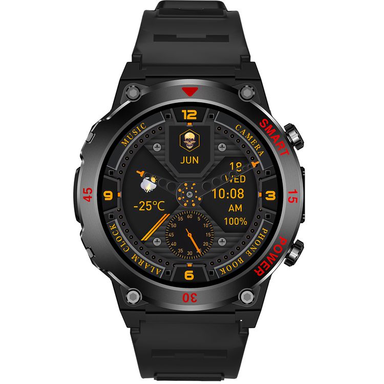 Green Lion Gear Fit Smart Watch with Dynamic Island, Health Monitoring, Bluetooth Calls, Magnetic Charging, Exercise Records, Music Player, 3-5 Days Usage Time - Black