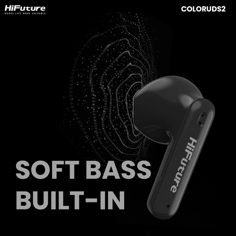 HiFuture ColorBuds 2 with Smart Touch Controls, Up to 20 Hours Play Time, Light & Perfect Fit, Superior Talking Quality, Stable Connection, Matte Finish, Soft Bass Sound - Black