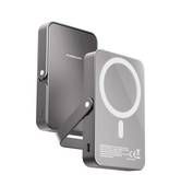 Powerology 10000mAh Magsafe Glass Surface Power Bank, Compact Design, Type-C & Wireless output, Integrated Stand, Aluminum Material, 20W Power Delivery, Cable-Free - Titanium