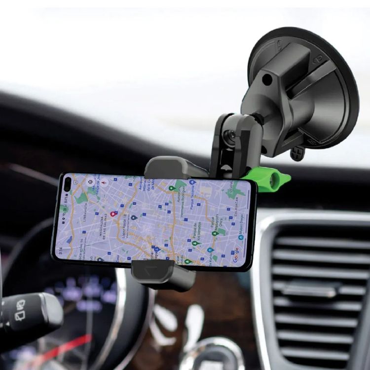 Green Lion GX-19 Universal Phone Holder, Adjustable holder size from 5 to 14 cm, Up to 4kg Clamping Force, Washable Suction Cup, Easy Installation, Sticky Gel Pad, 360° Rotation - Black