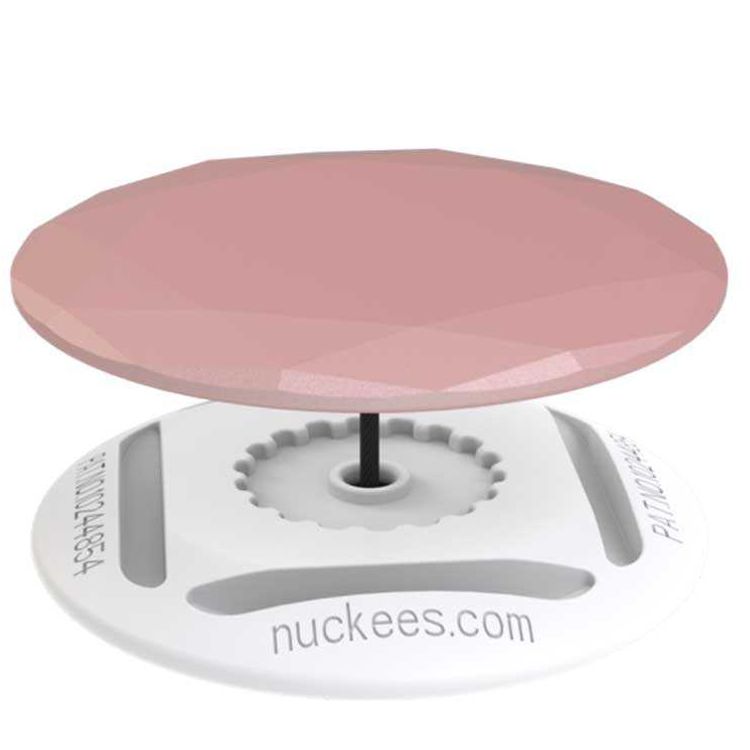 Nuckees 3D Metal Gem Stand & Grip w/ Snug-hug Technology Compatible for Smartphones - Reusable & Magnetic Mount Friendly Kickstand - 360° Viewing - 4-way Locking Stand - Rose Gold