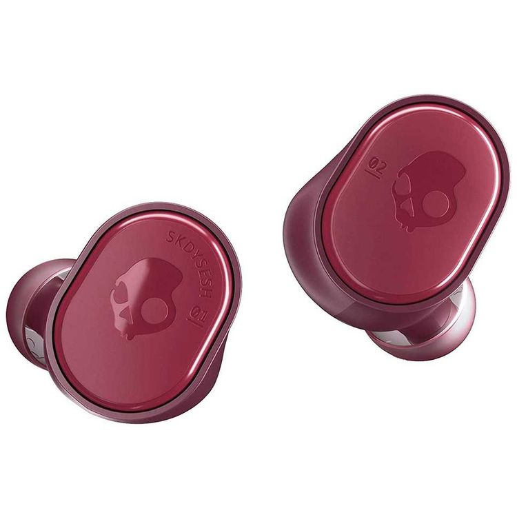 سكل كاندي سيش سماعات أذن لاسلكية حقيقية مع ميكروفون ، ومكالمات ، والتحكم في مستوى الصوت ، وعمر بطارية يدوم 10 ساعات ، وعرق IP55 ، ومقاومة للماء والغبار ، وعلبة شحن سماعة رأس بلوتوث مع مساعد تنشيط - احمر